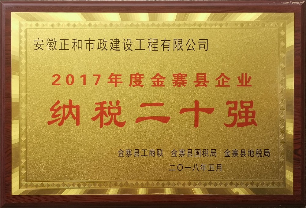 2017金寨县企业纳税二十强